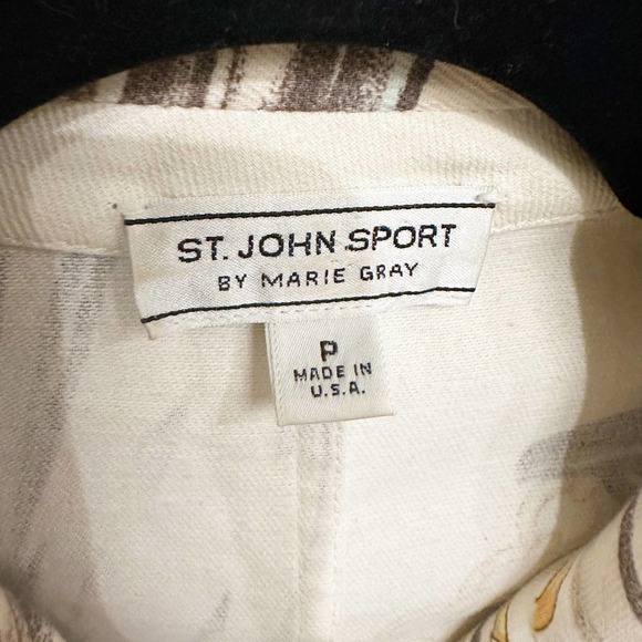 St John Sport Marie Gray Women’s Nautical Gold Chain Print Detail Blazer Grommet - Picture 2 of 10